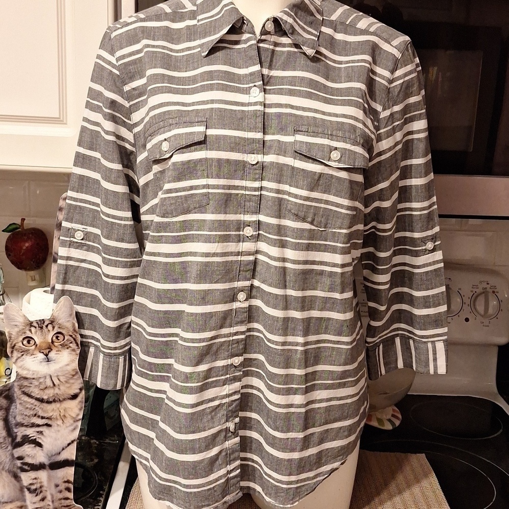 A Kim Roger's nice button down 3/4 sleeve regular size shirt XL. EUC